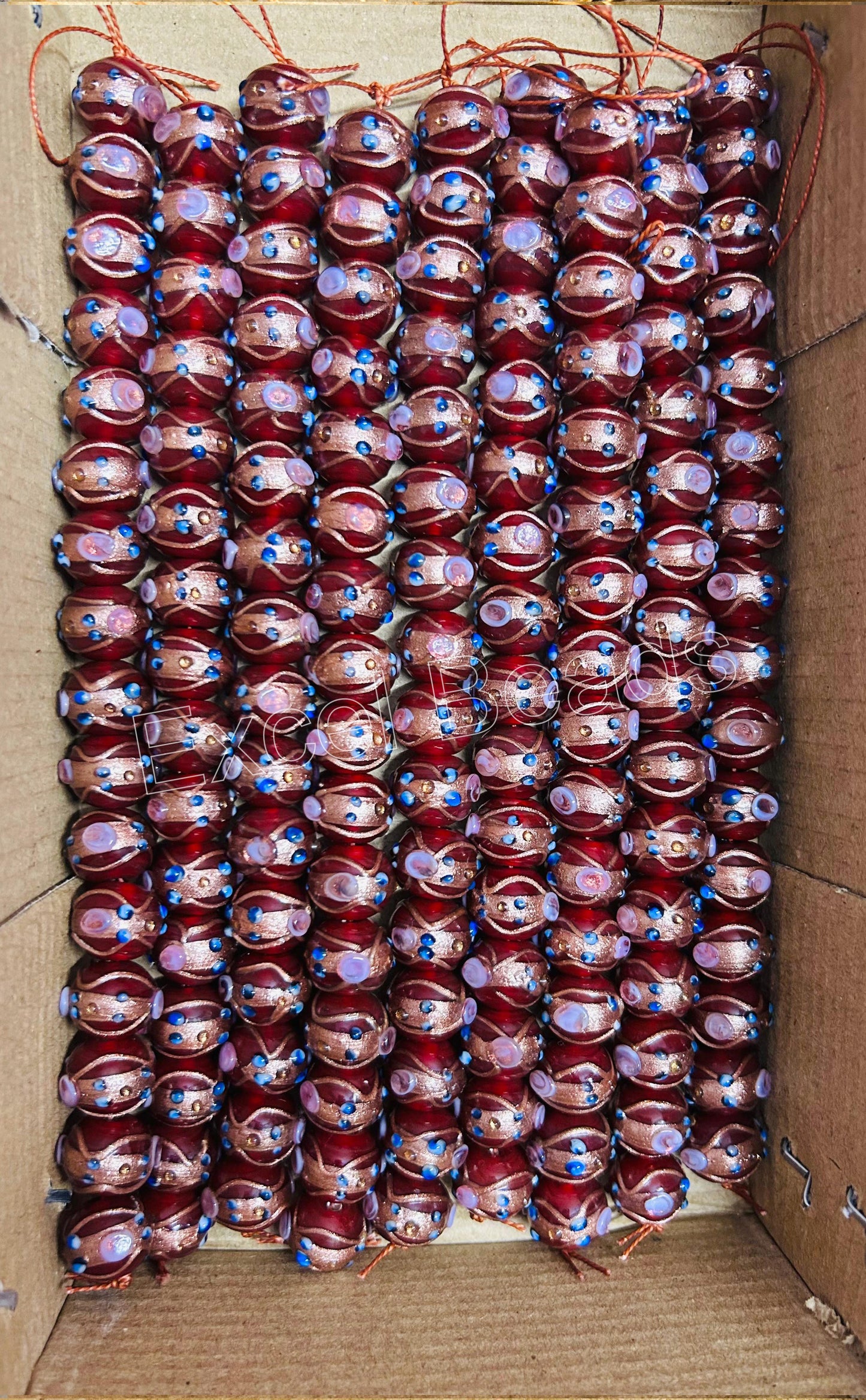 5 Strands 12mm Round Wedding Cake Beads Wine - STR-0235