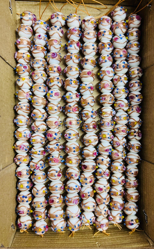 5 Strands 12mm Round Wedding Cake Beads White - STR-0239