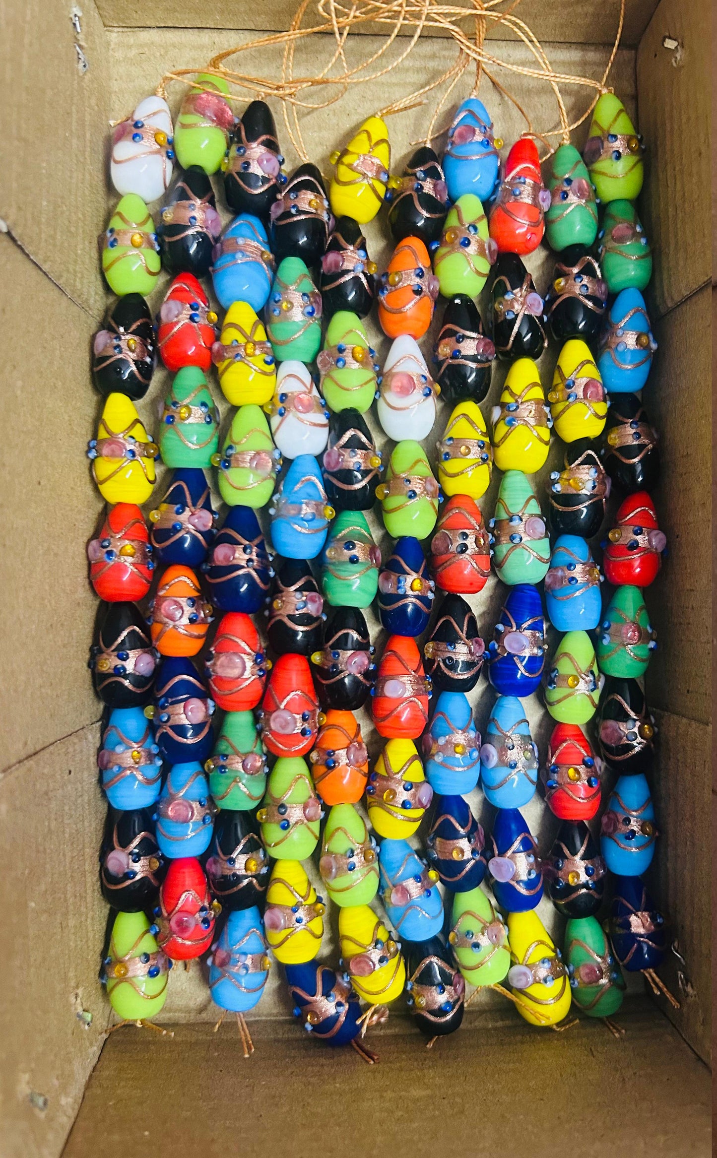 5 Strands Multi Color Wedding Cake Beads 12x22mm Drops Opaque - STR-0250
