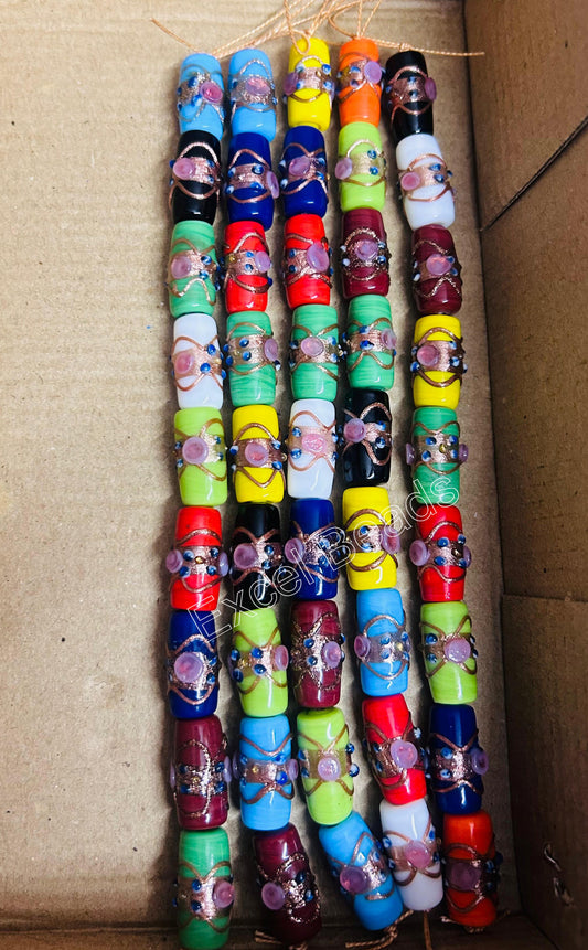 5 Strands Multi Color Wedding Cake Beads 12x22mm - STR-0251