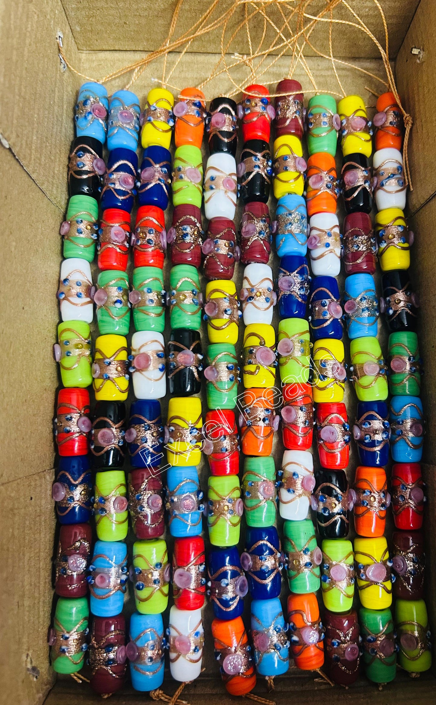 5 Strands Multi Color Wedding Cake Beads 12x22mm - STR-0251