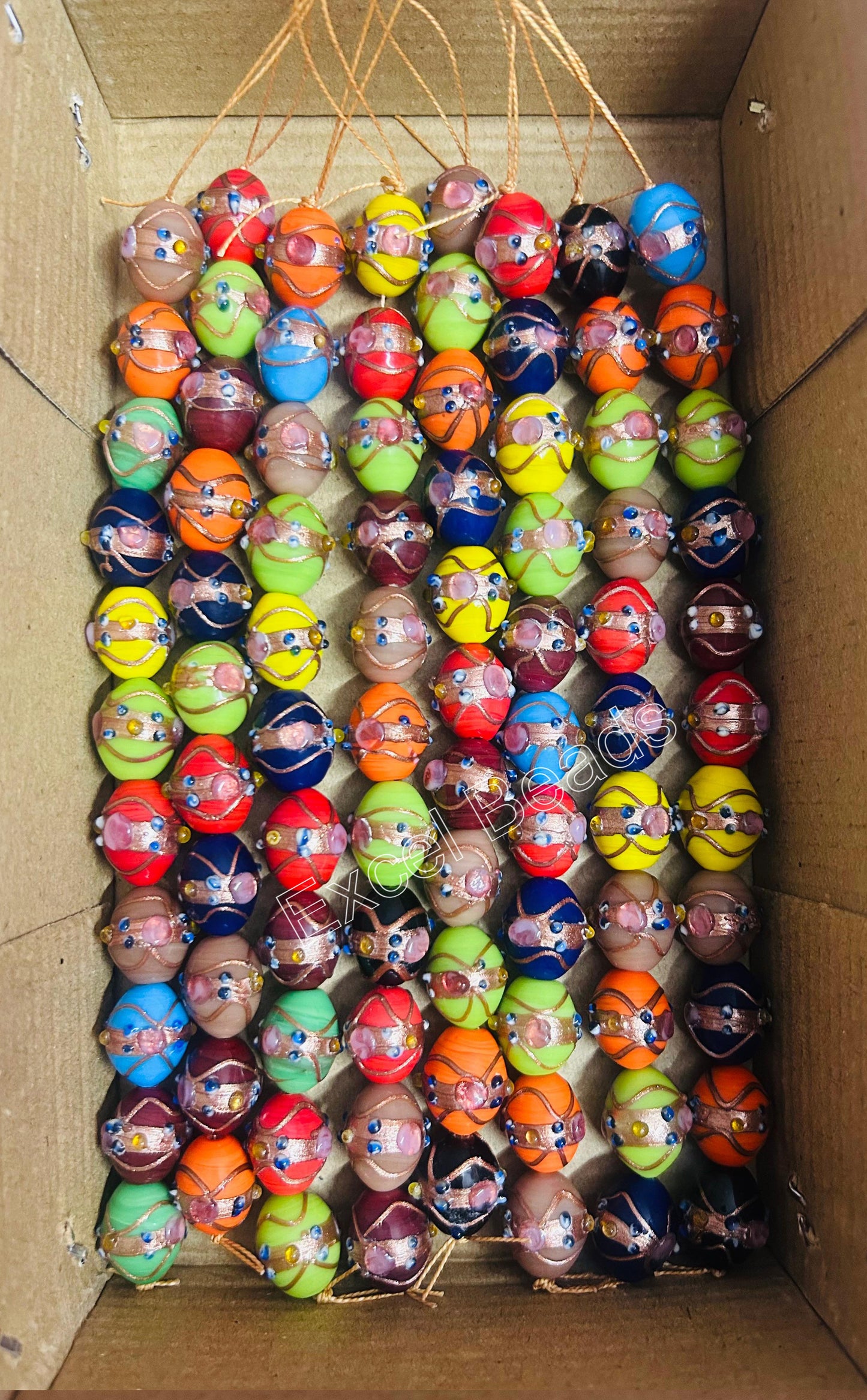 5 Strands Multi Color Wedding Cake Beads 14x17mm Oval - STR-0252