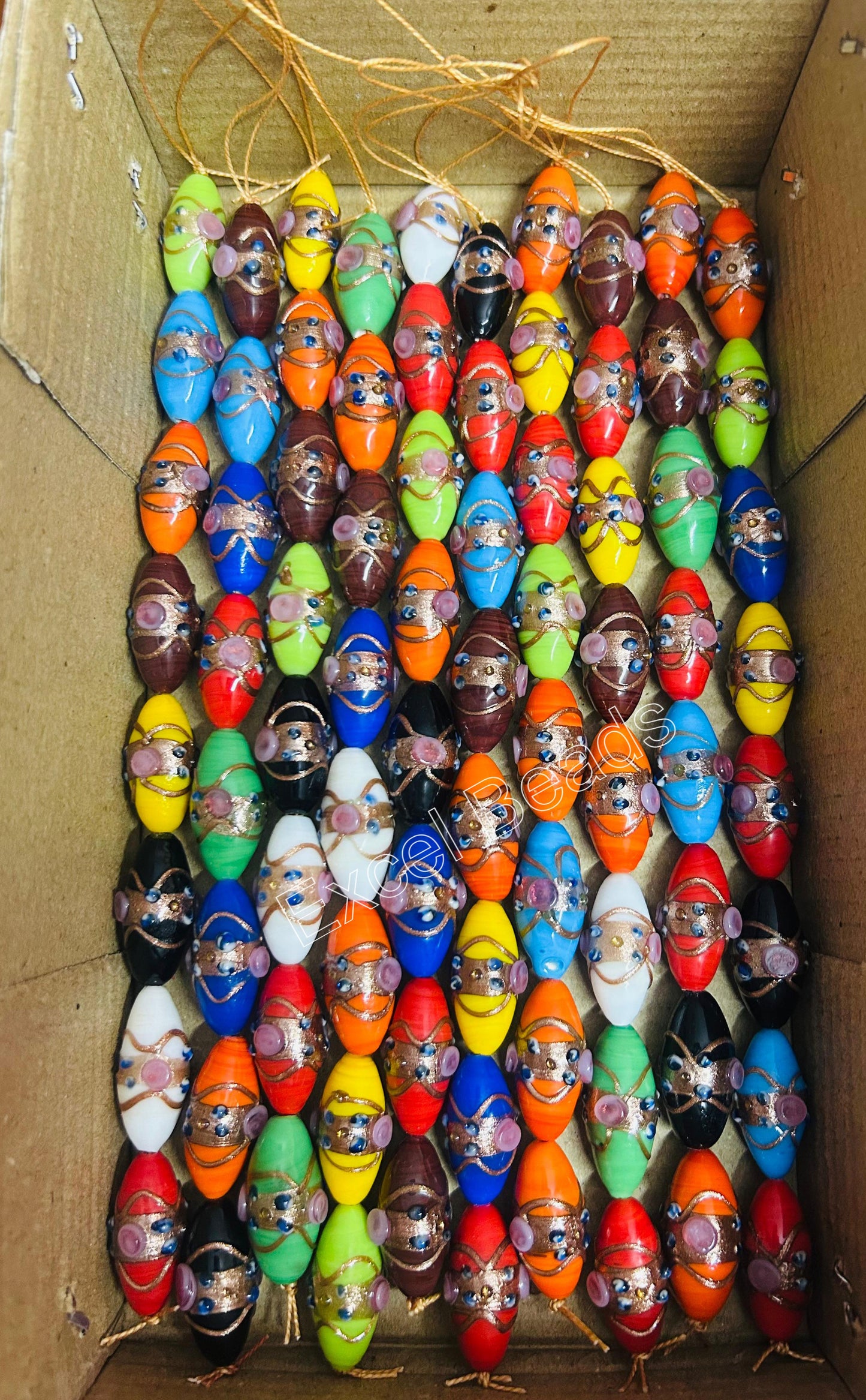 5 Strands Multi Color Wedding Cake Beads 12x22mm Oval - STR-0253