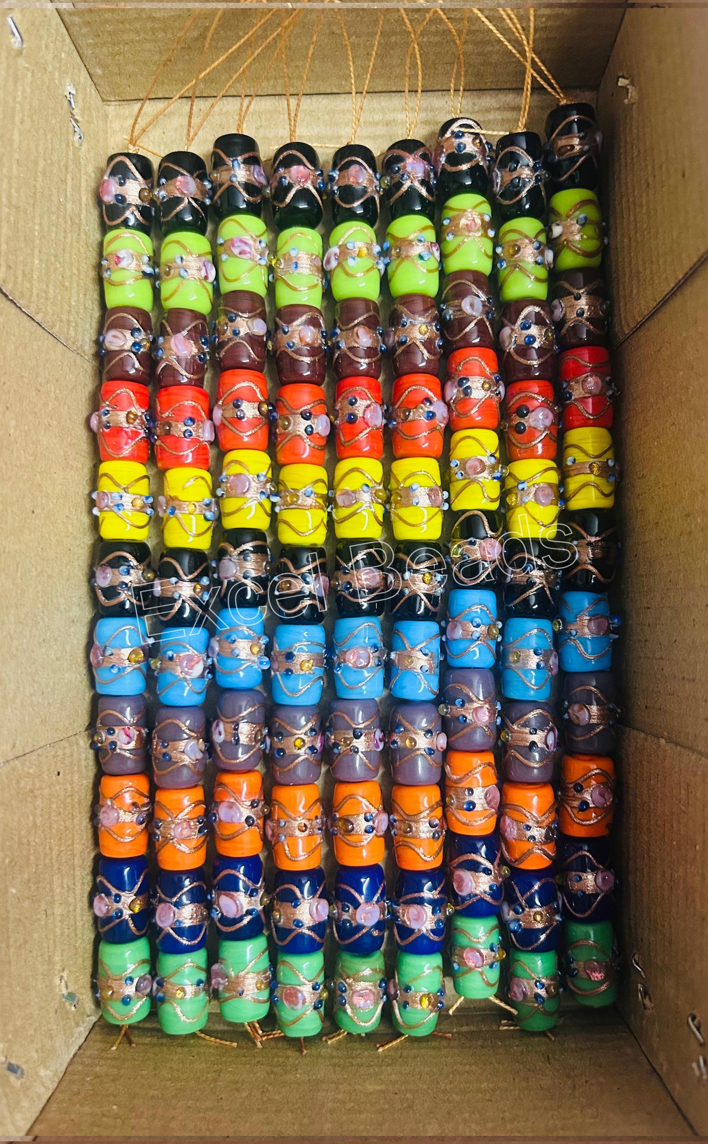 5 Strands Multi Color Wedding Cake Beads 12x17mm -  STR-0254
