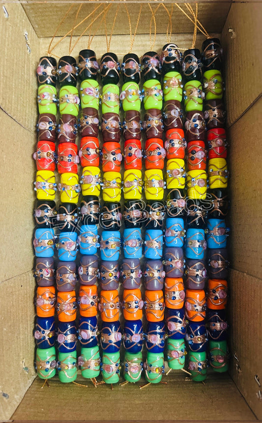 5 Strands Multi Color Wedding Cake Beads 12x17mm -  STR-0254