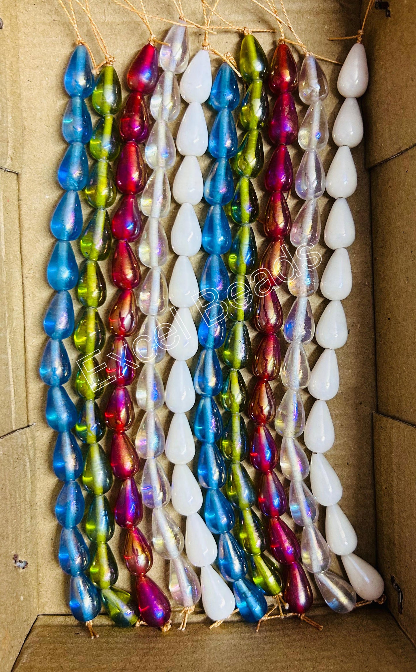 10 Strands Rainbow Finished Glass Beads (120 Beads) - STR-2550