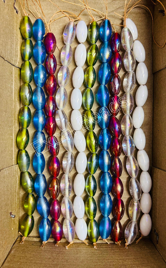 10 Strands Rainbow Finished Oval Beads (100 Beads) - STR-2580