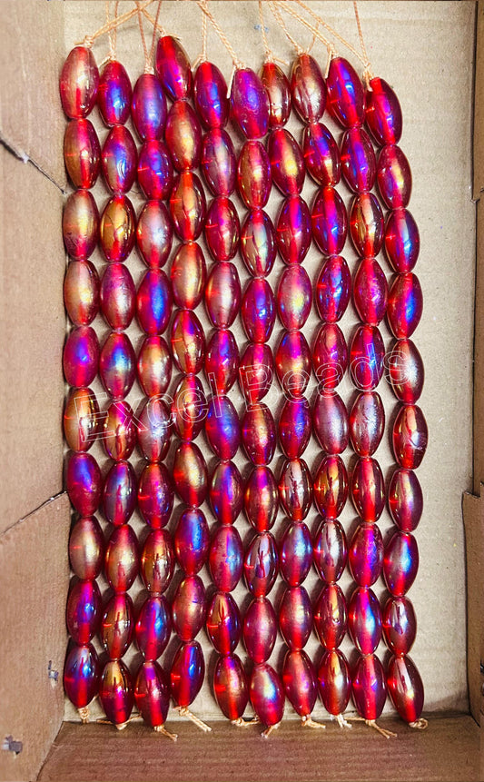 10 Strands Rainbow Finished Oval Beads (100 Beads) - STR-2584