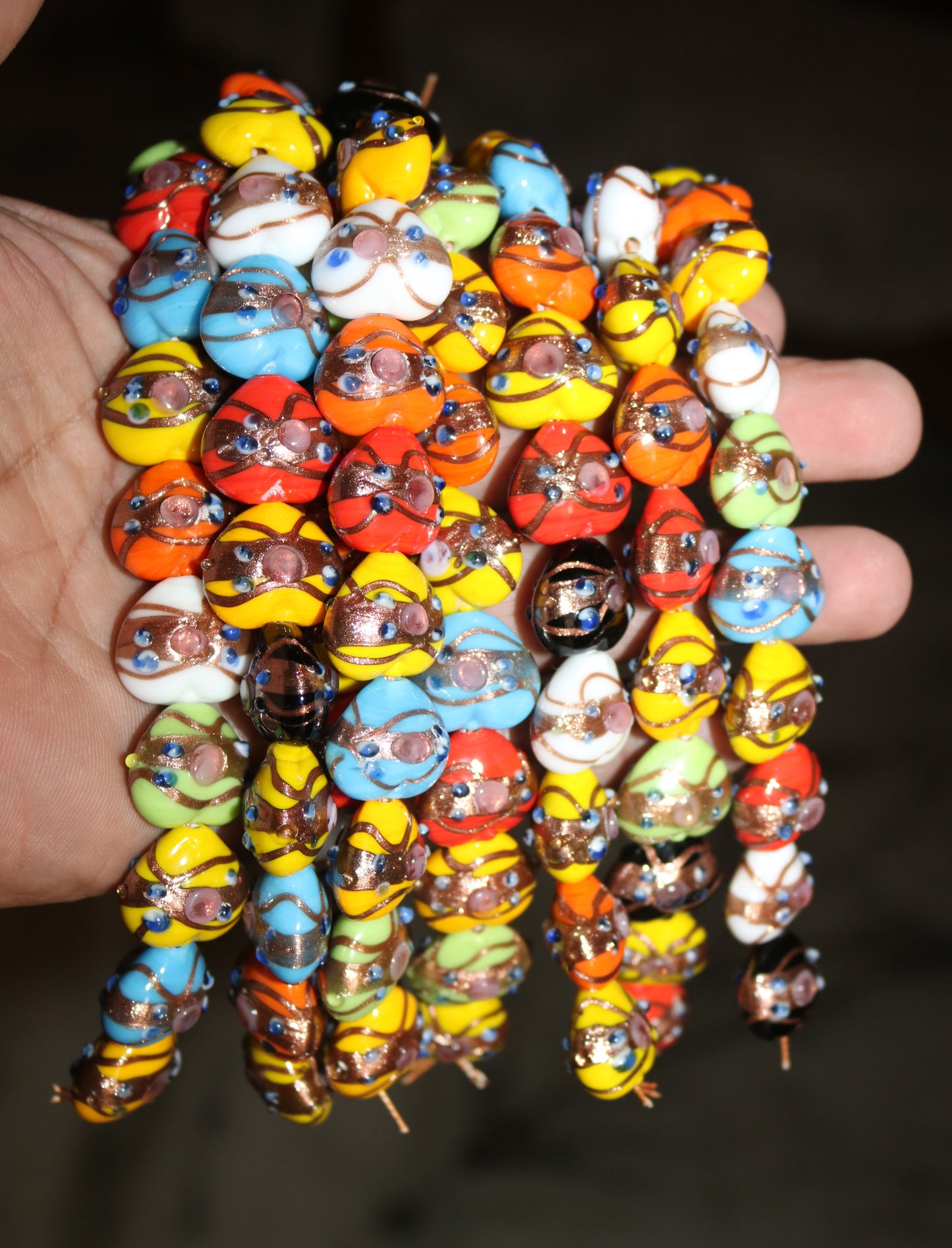 5 Strands Solid Color Wedding Cake Beads 18mm Hearts STR-258