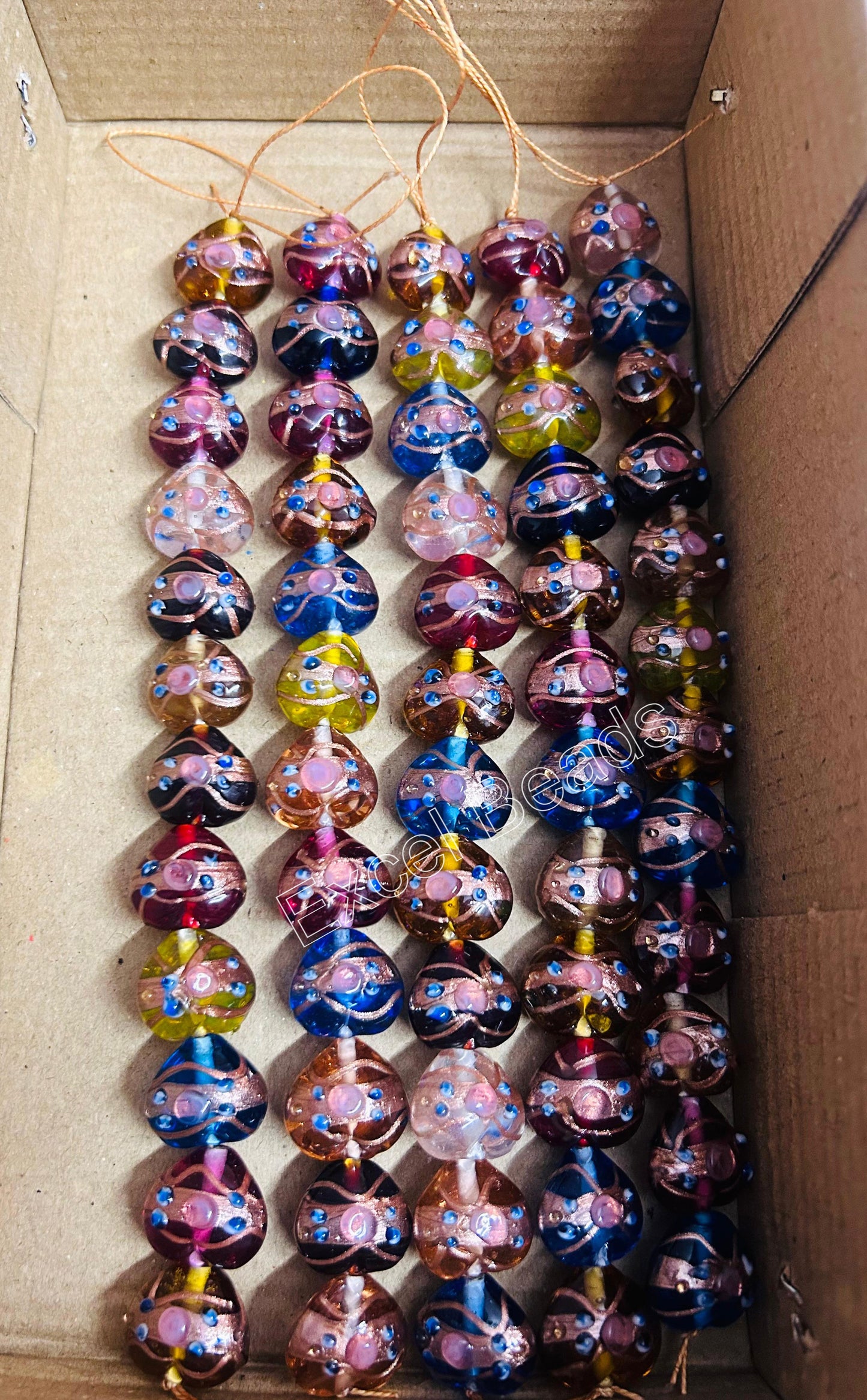 5 Strands Clear Color Wedding Cake Beads 18mm Hearts STR-259