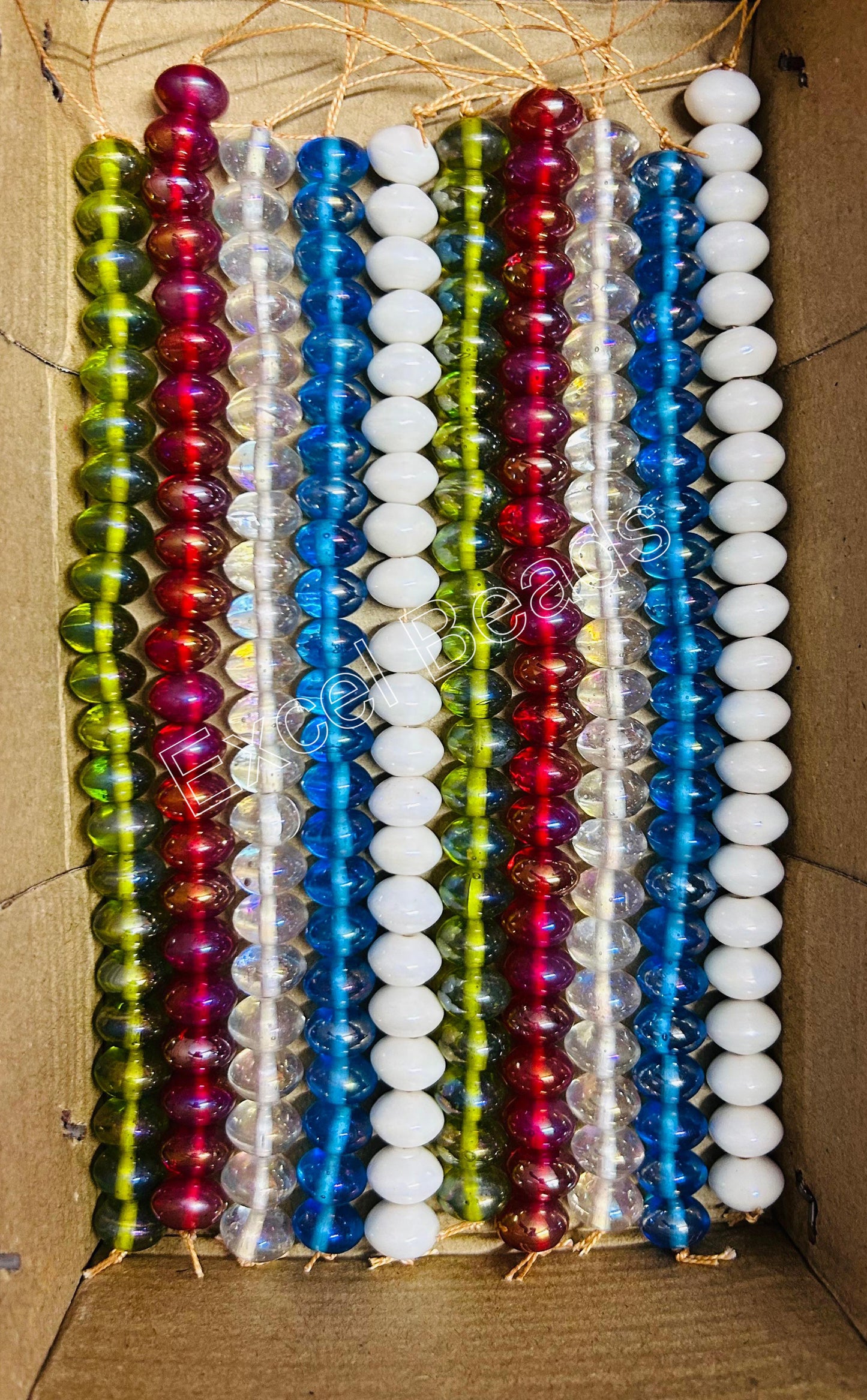 10 Strands Rainbow Finished Rondell Beads (220 Beads) - STR-2600