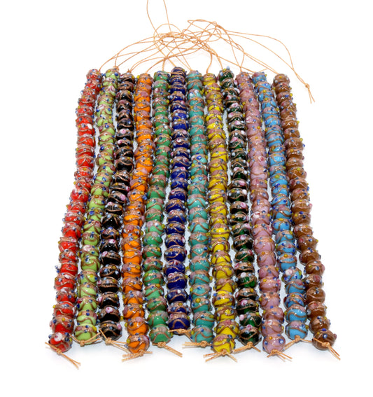 280 Beads, 12 Strands of 8mm Multi Color Wedding Cake Beads