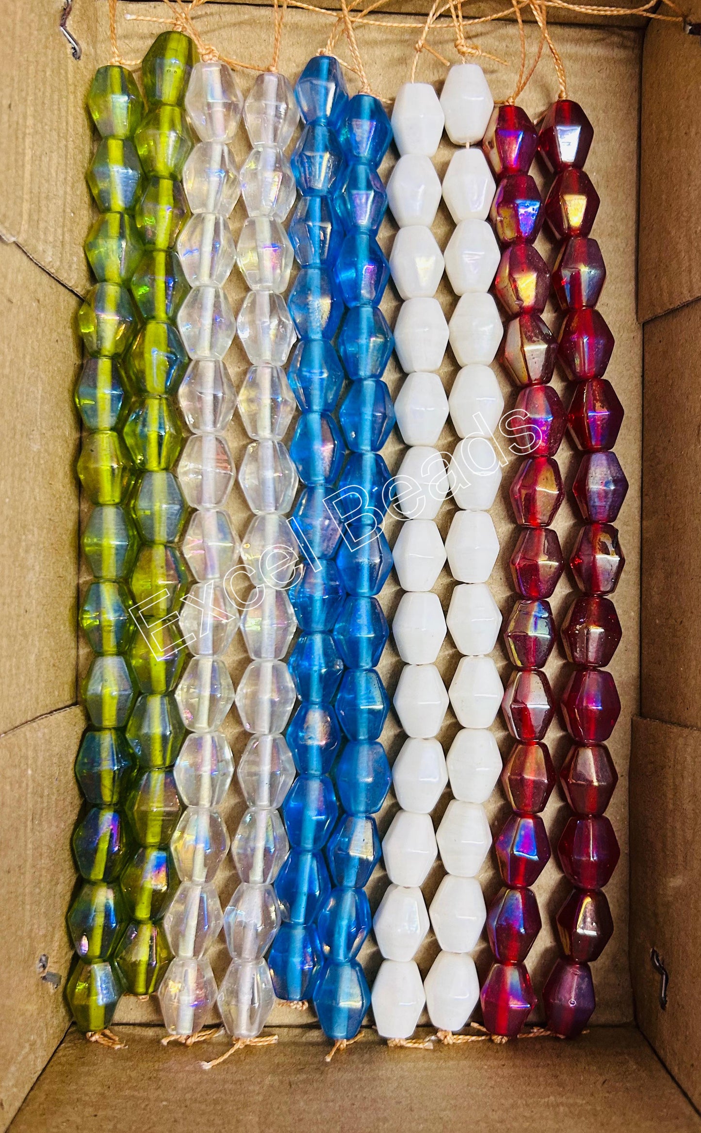 10 Strands Rainbow Finished Barrel Beads (130 Beads) - STR-2620