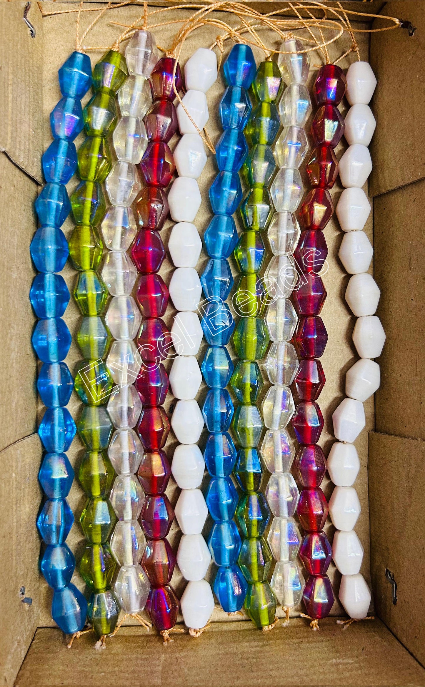 10 Strands Rainbow Finished Barrel Beads (130 Beads) - STR-2620