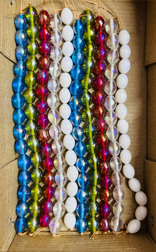10 Strands Rainbow Finished Oval Beads (140 Beads) - STR-2660