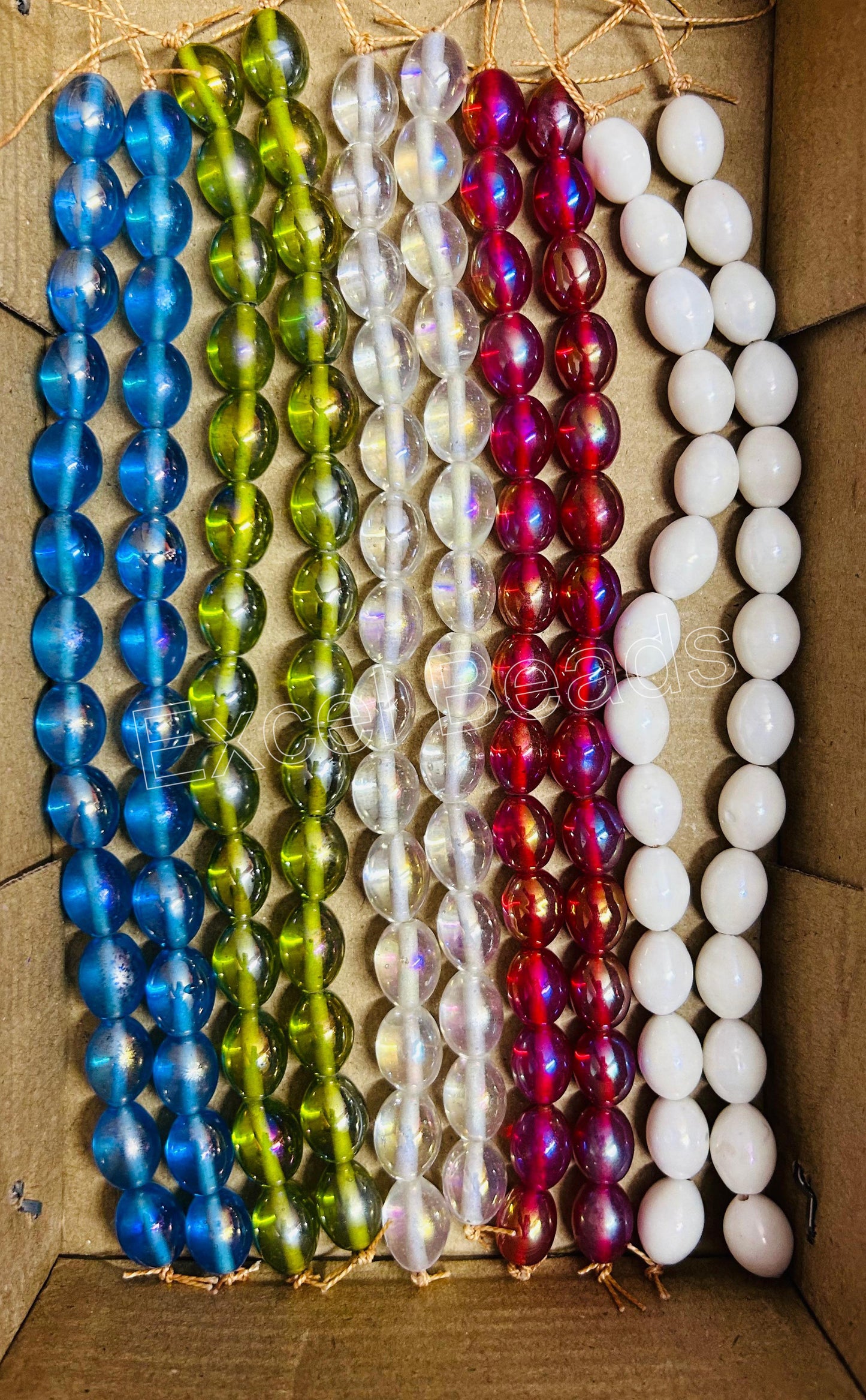 10 Strands Rainbow Finished Oval Beads (140 Beads) - STR-2660
