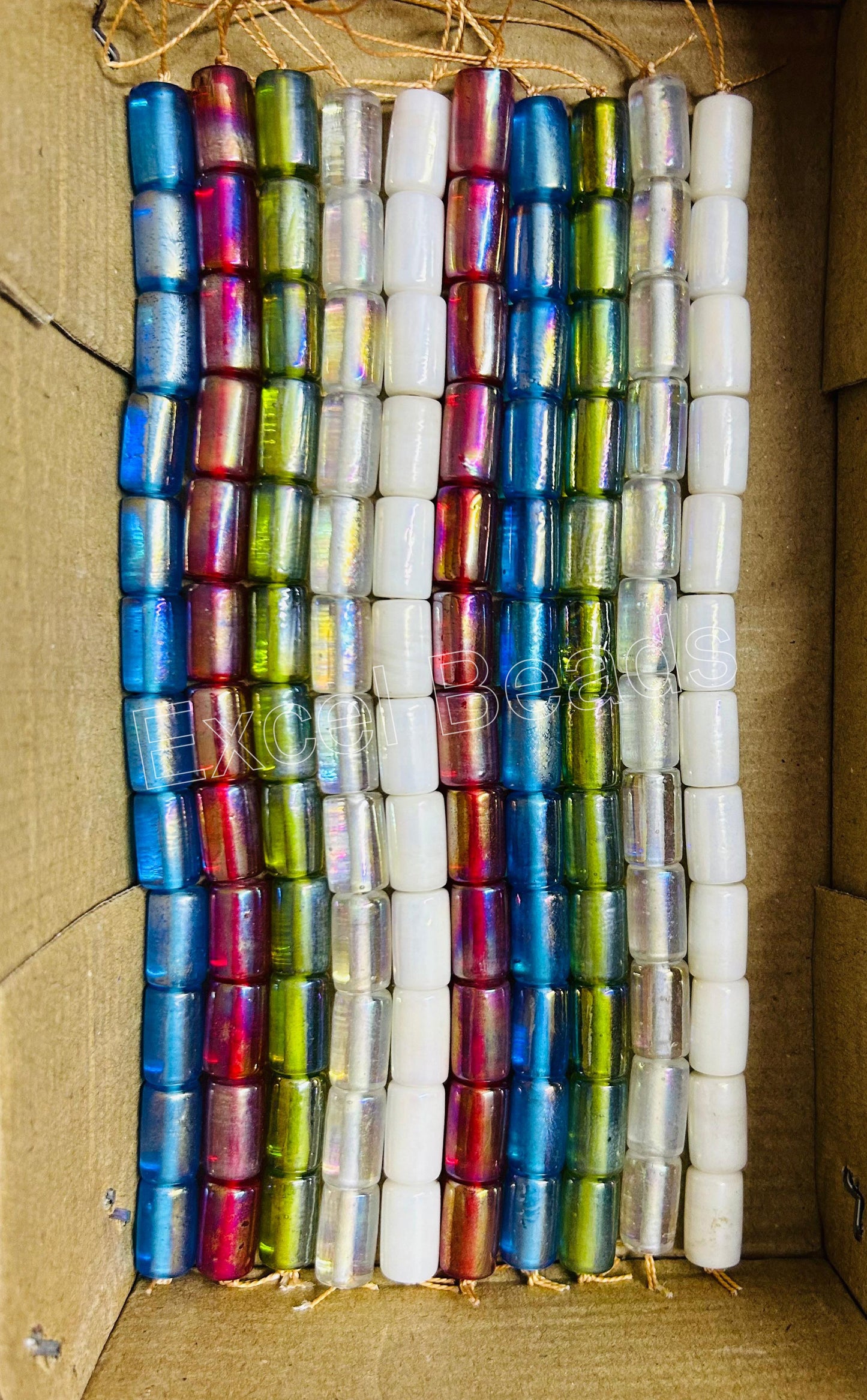 10 Strands Rainbow Finished Tube Beads (120 Beads) - STR-2680