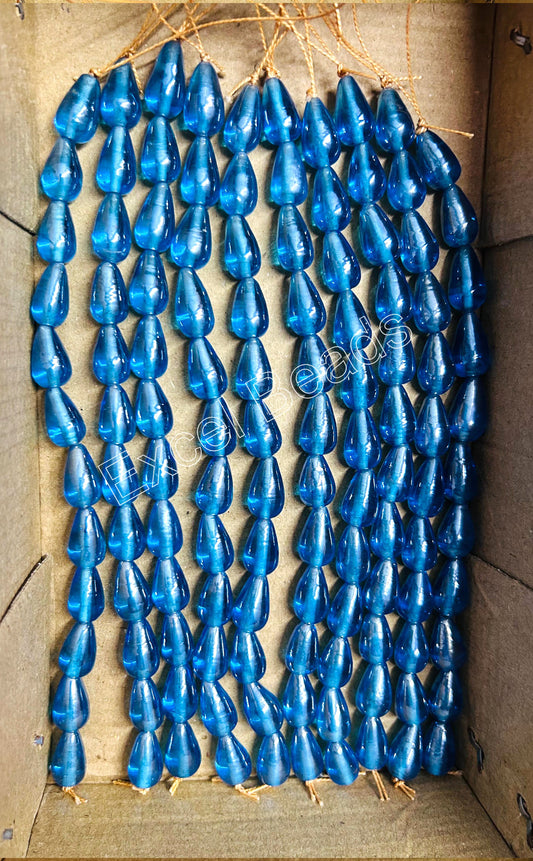 10 Strands Luster Finished Drop Beads Turquoise (120 Beads) - STR-2761