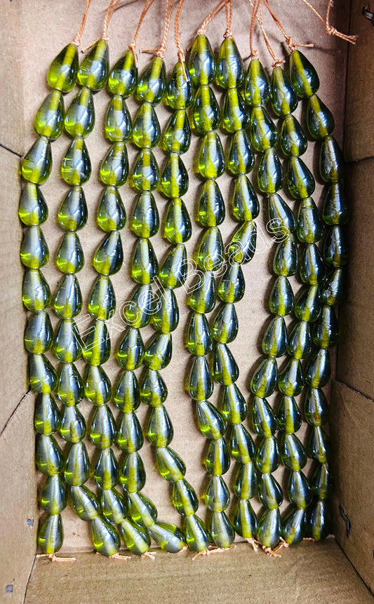 10 Strands Luster Finished Drop Beads Lime (120 Beads) - STR-2762