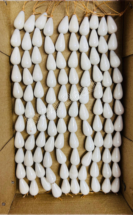 10 Strands Luster Finished Drop Beads White (120 Beads) - STR-2764