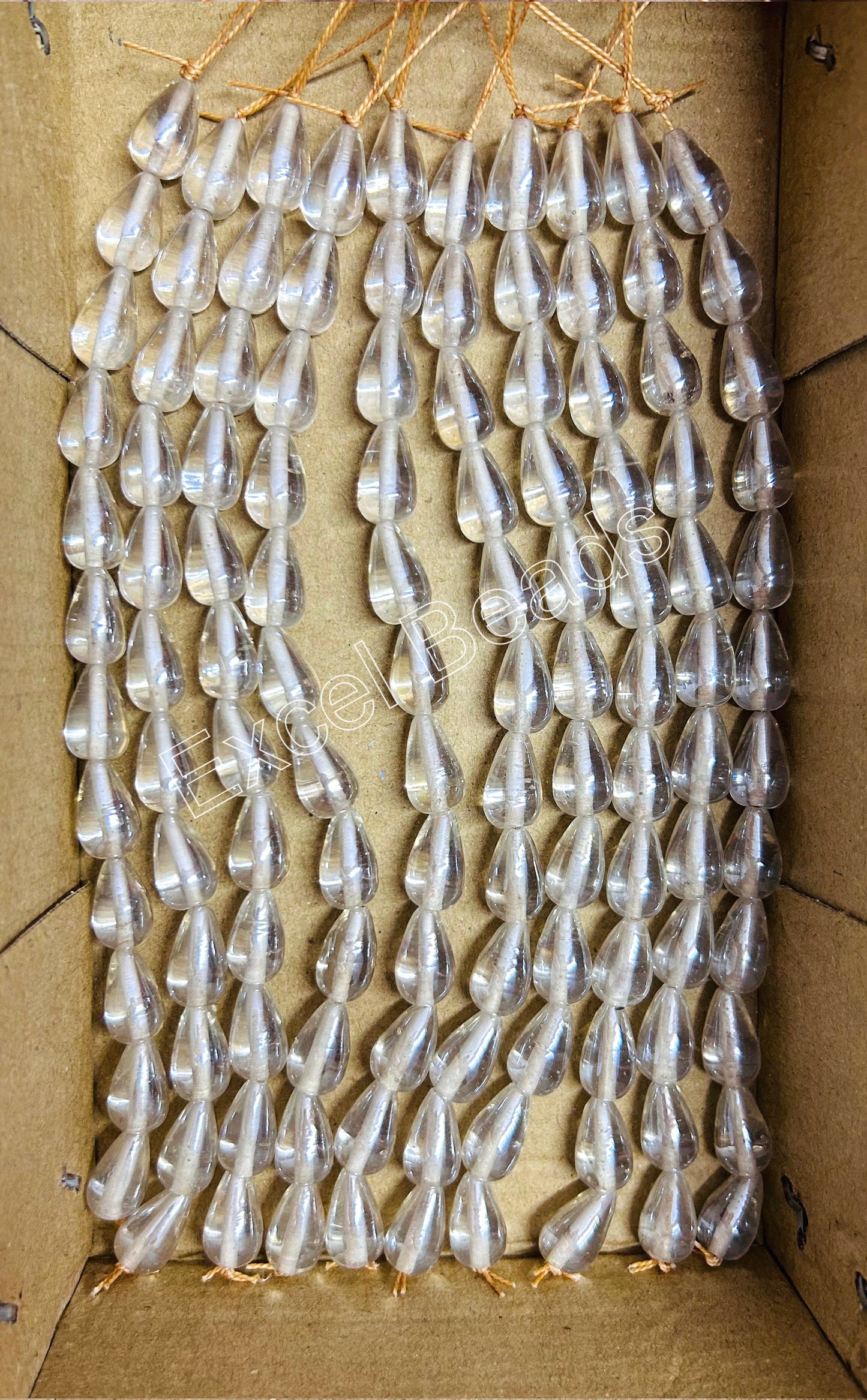 10 Strands Luster Finished Drop Beads Clear (120 Beads) - STR-2765