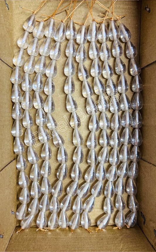 10 Strands Luster Finished Drop Beads Clear (120 Beads) - STR-2765