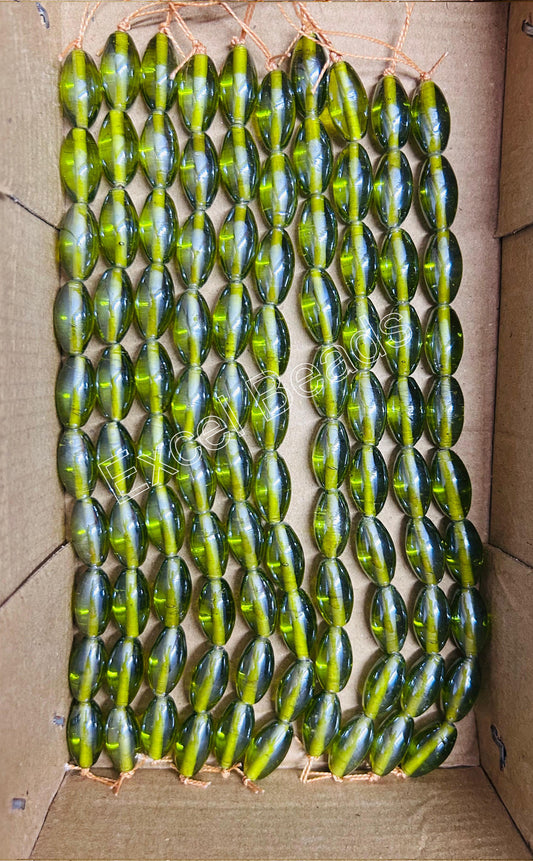 10 Strands Luster Finished Oval Beads Lime (100 Beads) - STR-2782