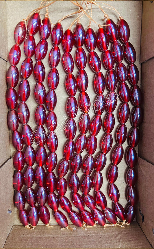 10 Strands Luster Finished Oval Beads Red (100 Beads) - STR-2783