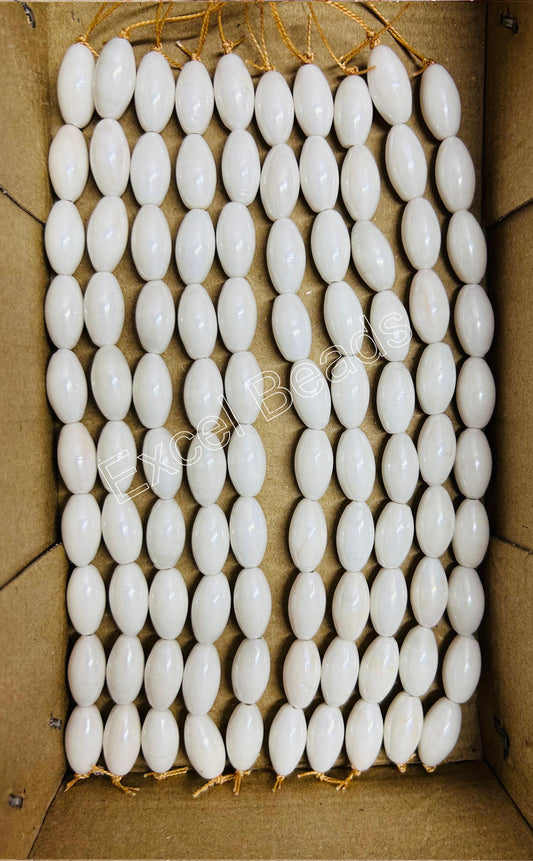 10 Strands Luster Finished Oval Beads White (100 Beads) - STR-2784