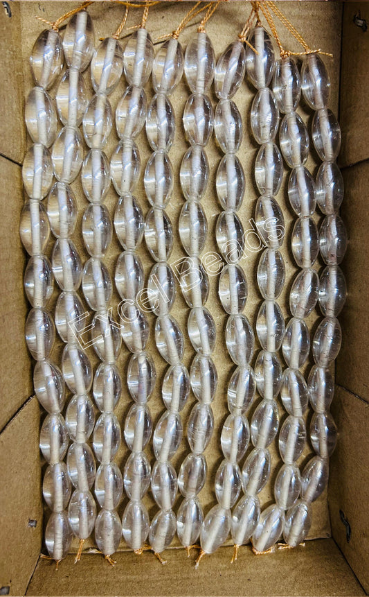 10 Strands Luster Finished Oval Beads Clear (100 Beads) - STR-2785