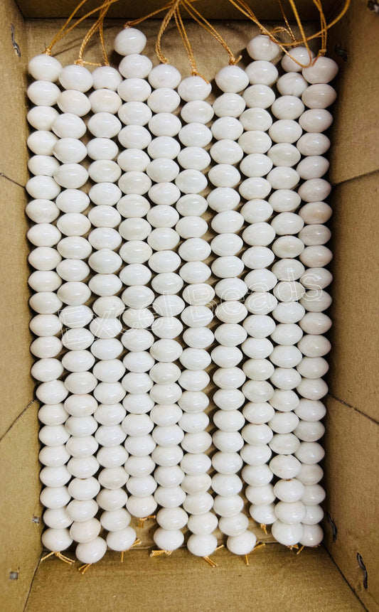 10 Strands Luster Finished Rondell Beads White (220 Beads) - STR-2804