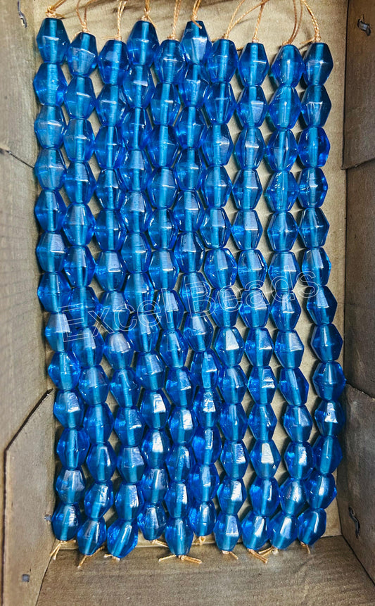 10 Strands Luster Finished Barrel Beads Turquoise (130 Beads) - STR-2821