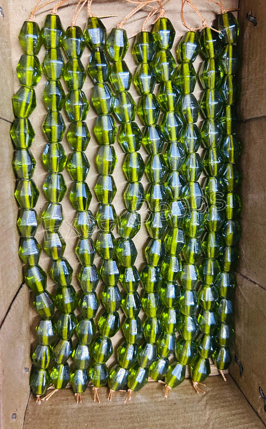 10 Strands Luster Finished Barrel Beads Lime (130 Beads) - STR-2822