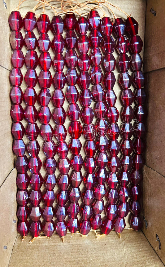 10 Strands Luster Finished Barrel Beads Red (130 Beads) - STR-2823