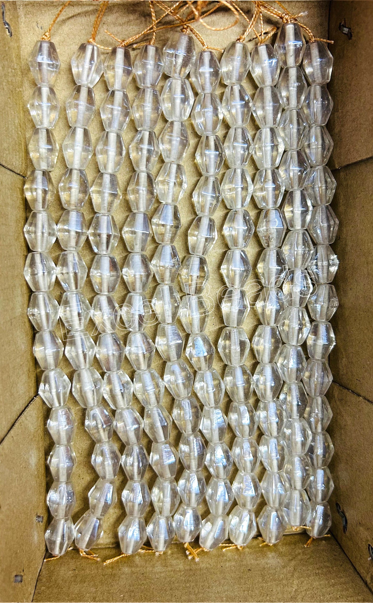 10 Strands Luster Finished Barrel Beads Clear (130 Beads) - STR-2825