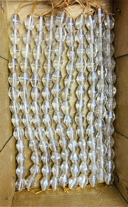 10 Strands Luster Finished Barrel Beads Clear (130 Beads) - STR-2825