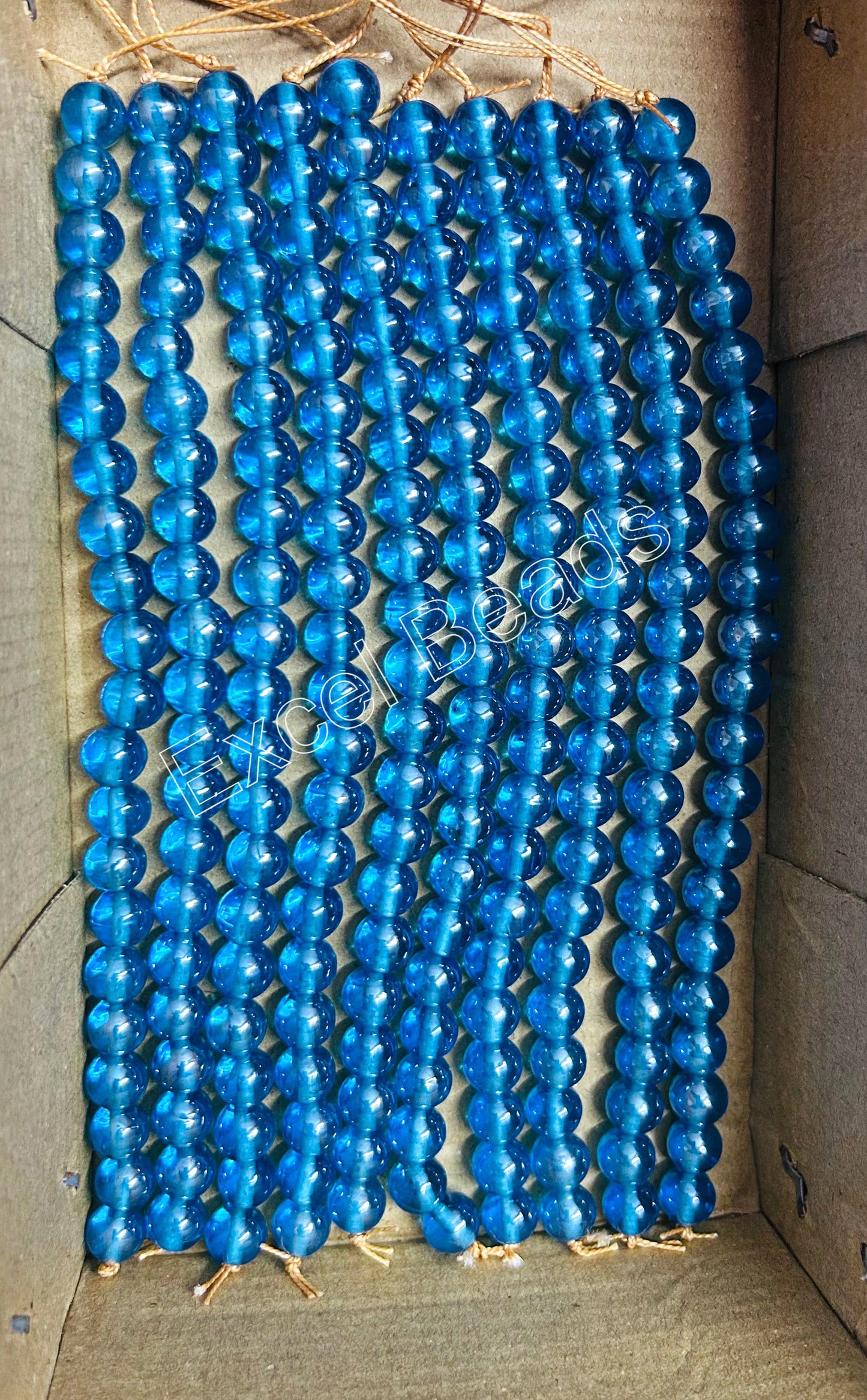 10 Strands Luster Finished Round Beads Turquoise (210 Beads) - STR-2841
