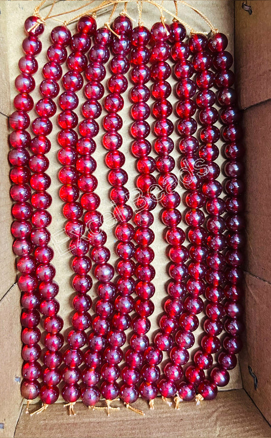 10 Strands Luster Finished Round Beads Red (210 Beads) - STR-2843