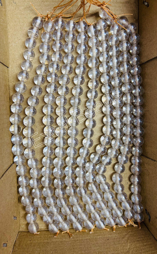 10 Strands Luster Finished Round Beads Clear (210 Beads) - STR-2845