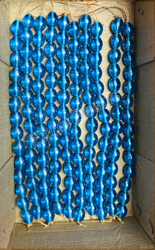 10 Strands Luster Finished Oval Beads Turquoise (140 Beads) - STR-2861