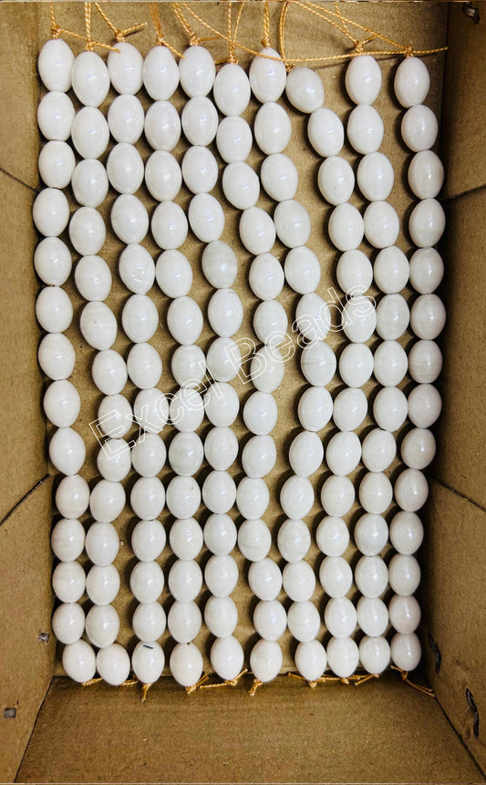 10 Strands Luster Finished Oval Beads White (140 Beads) - STR-2864