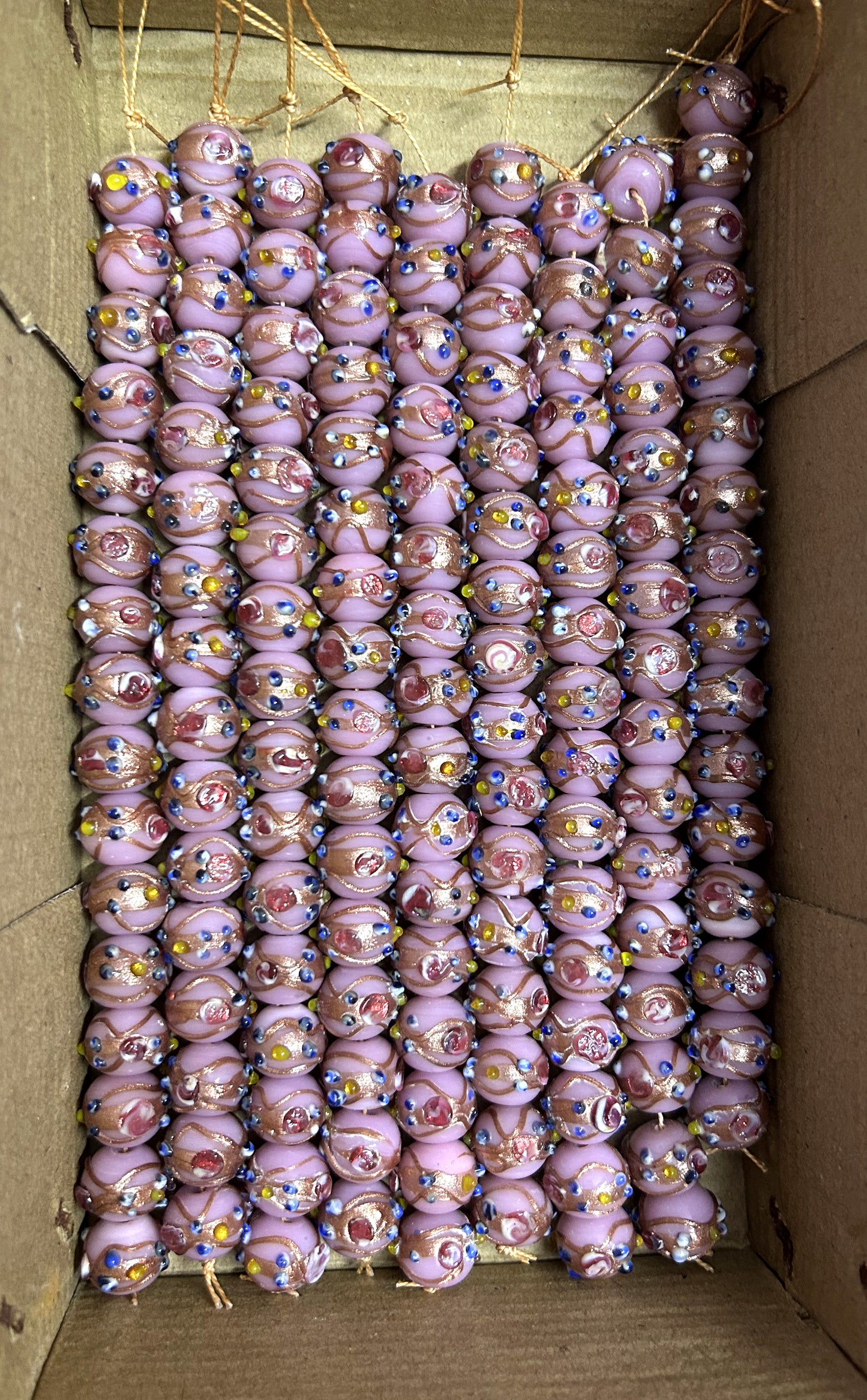 5 Strands 12mm Round Wedding Cake Beads - Pink - STR-0289