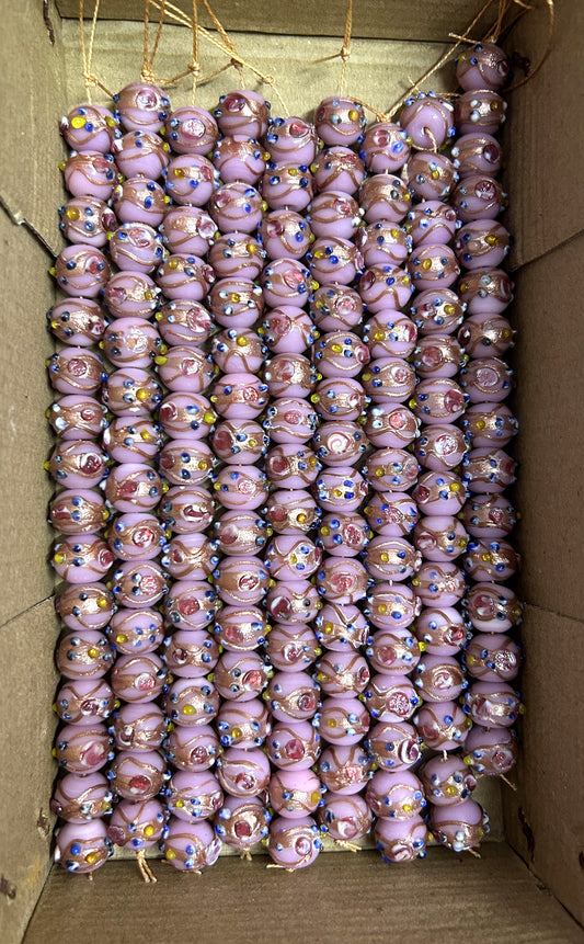 5 Strands 12mm Round Wedding Cake Beads - Pink - STR-0289
