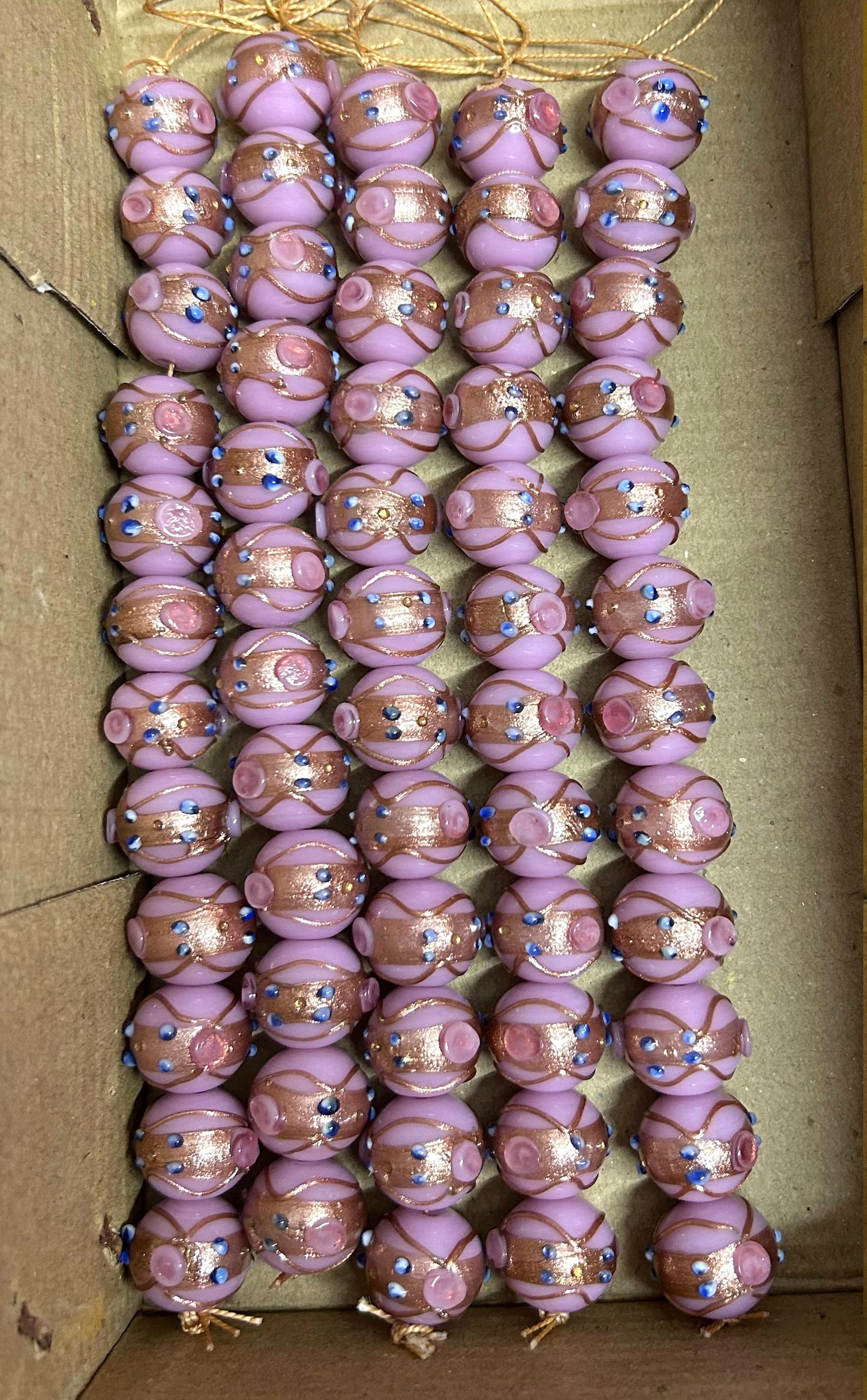 5 Strands 16mm Round Wedding Cake Beads - Pink - STR-0289