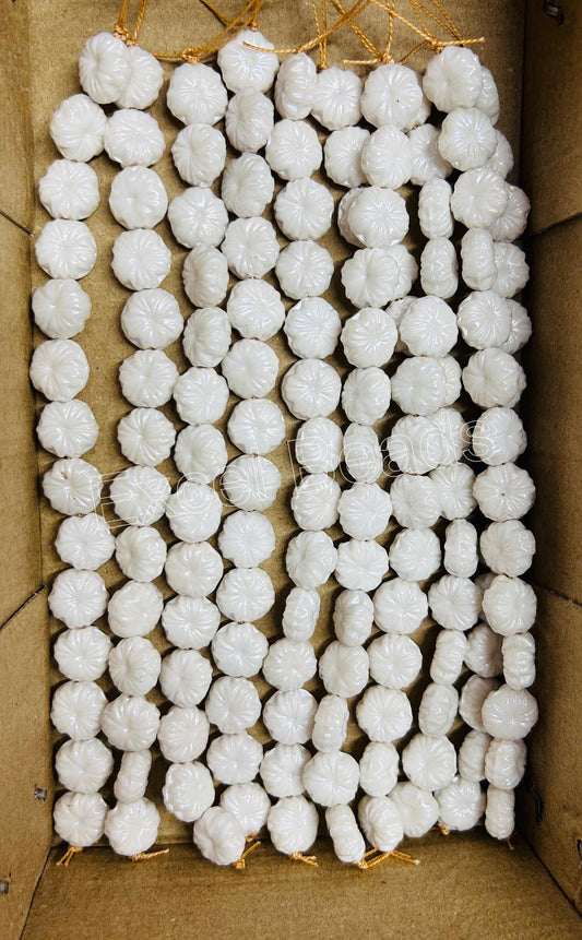 10 Strands Luster Finished Flower Beads White (140 Beads) - STR-2904