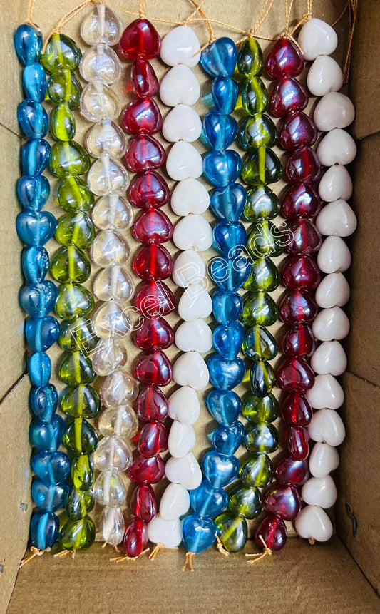 10 Strands Luster Finished Heart Beads (150 Beads) - STR-2920