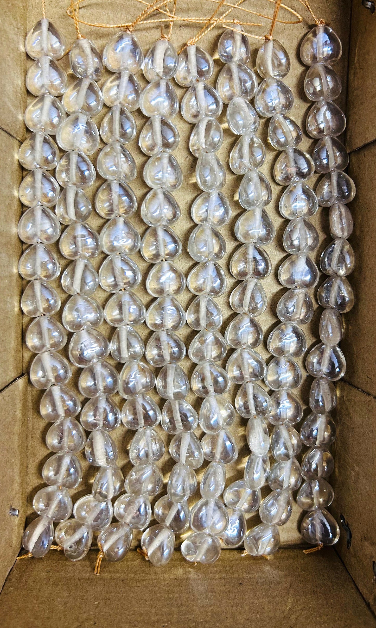 10 Strands Luster Finished Heart Beads Clear (150 Beads) - STR-2925