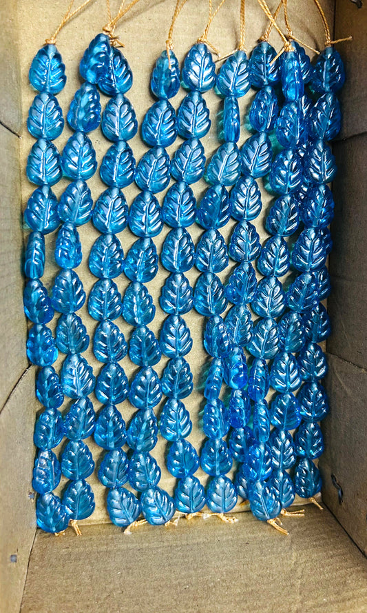 10 Strands Luster Finished Leaf Beads Turquoise (120 Beads) - STR-2941