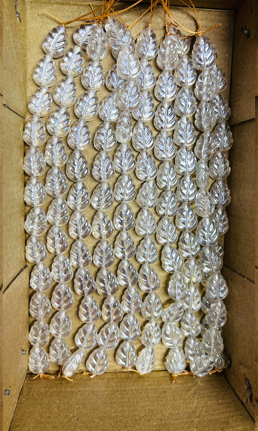 10 Strands Luster Finished Leaf Beads Clear (120 Beads) - STR-2945