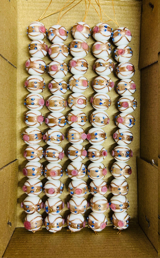 5 Strands 16mm Wedding Cake Beads White - STR-0302-16MM